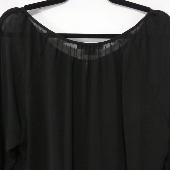 LOVE & LEGEND | size 16 | Elegant Black Sheer Long Sleeve Blouse | Button Front - Picture 11 of 15